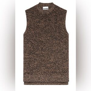 New with tag Ganni wool & cashmere vest in brown and black, size XS